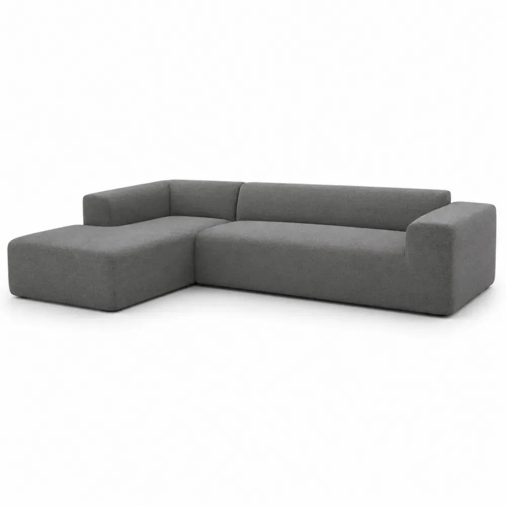 Ecksofa in L-Form mit Ottomane links dunkelgrauem Polyestergewebe Armlehnen rechteckigem Korpus 260 x 160 x 72 cm