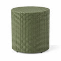 Beistelltisch rund aus PE-Rattan und Stahl zylindrisch Salbeigrün Schwarz Ø 45 x 46 cm