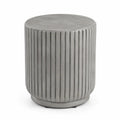 Runder Garten Beistelltisch aus Zementverbund gerippter Zylinder grau 40 x 40 x 45 cm