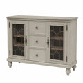 Sideboard Buffetschrank mit 2 Glastüren 3 Schubladen 120 x 40 x 90 cm MDF gehärtetes Glas rechteckig Cremegrau Bronze Transparent