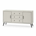 Sideboard Kommode mit 2 Türen und 3 Schubladen 140 x 40 x 80 cm MDF Spanplatte Stahl rechteckig Cremeweiß Schwarz