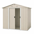 Geräteschuppen Gartenhaus mit Doppelschiebetür verzinktem Stahlblech rechteckig beige weiß 257 x 205 x 178 cm
