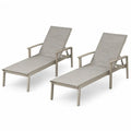 2er Set Sonnenliegen Gartenliegen rechteckig je 190 x 63 x 96 cm pulverbeschichtetes Aluminium und PVC-beschichtetes Polyestergewebe Taupe Grau-Beige