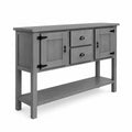 Sideboard Konsolenschrank mit 2 Türen 2 Schubladen 140 x 35 x 86 cm MDF Gummibaum Massivholz rechteckig Grau Schwarz