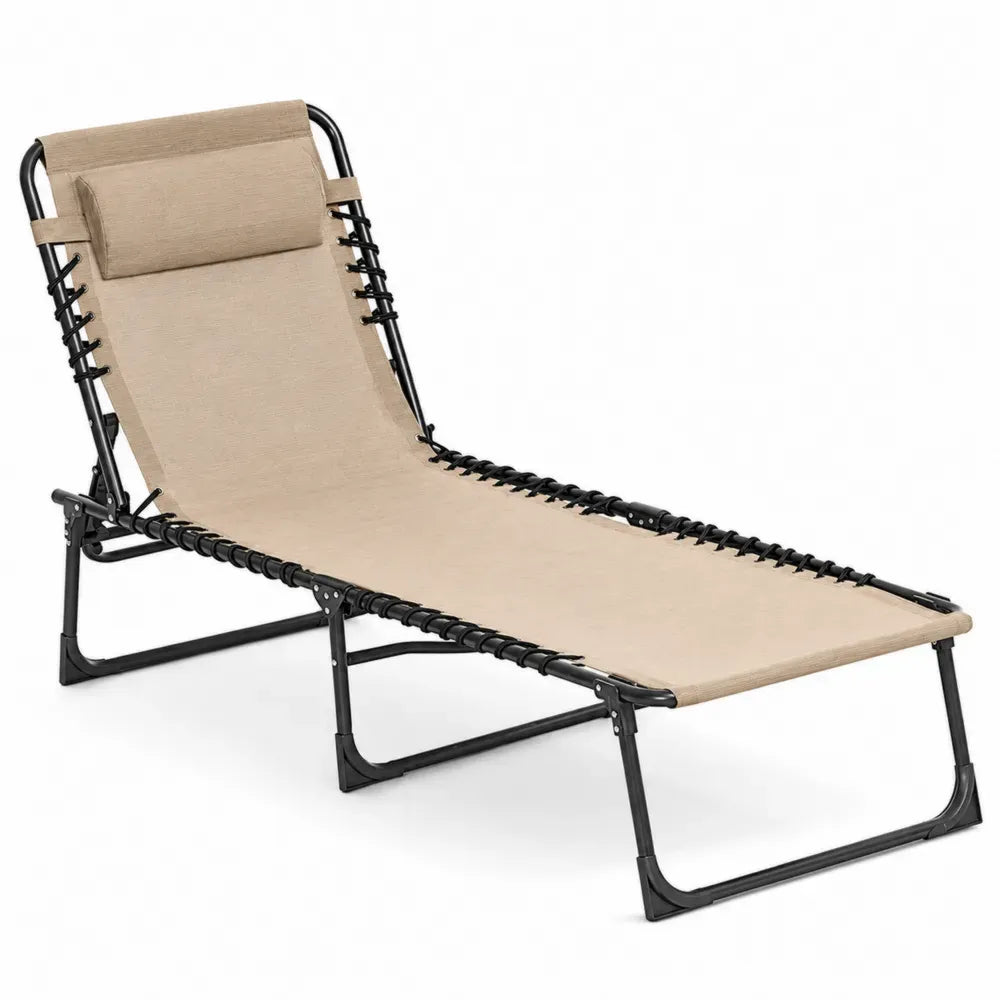 Sonnenliege Gartenliege klappbar verstellbar pulverbeschichteter Stahl PVC beschichtetes Polyestergewebe Beige Schwarz 193 x 66 x 88 cm