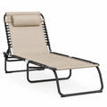 Sonnenliege Gartenliege klappbar verstellbar mit Kopfkissen 193 x 66 x 88 cm pulverbeschichteter Stahl und PVC-beschichtetes Polyestergewebe Beige Schwarz