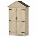 Geräteschuppen Gartenhaus mit Doppeltür Polypropylen rechteckig Beige Dunkelbraun Schwarz 130 x 75 x 190 cm