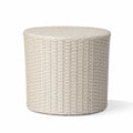 Runder Garten Beistelltisch aus cremeweißem PE-Rattan und Stahl zylindrisch Ø 45 x 46 cm