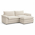 Ecksofa in L-Form 3-Sitzer mit Recamiere rechts beigem Polyesterbezug Polyurethanschaumpolster Holzrahmen 235 x 155 x 86 cm