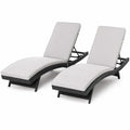 2er Set Sonnenliegen geschwungene verstellbare Gartenliegen aus schwarzem PE Rattan mit hellgrauen Polyesterauflagen 200 x 65 x 85 cm