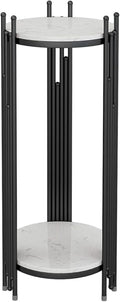 Modell 2-stufiger, moderner Goldener Telefontisch mit 2-stufiger Ablage, runder Beistelltisch für Wohnzimmer, Smart Home, hoher, schmaler, Terrassen