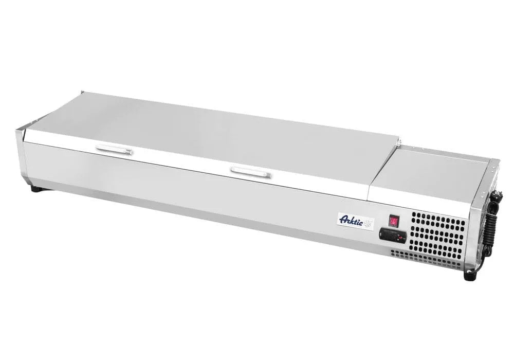 Kühlvitrine, 180 W, 230 V, Edelstahl, 1605x395x, 290mm, 7x GN 1, Temperatur von -2 bis +8°C, Automatischer Abtauung, Statische Kühlung, 230V, 180W