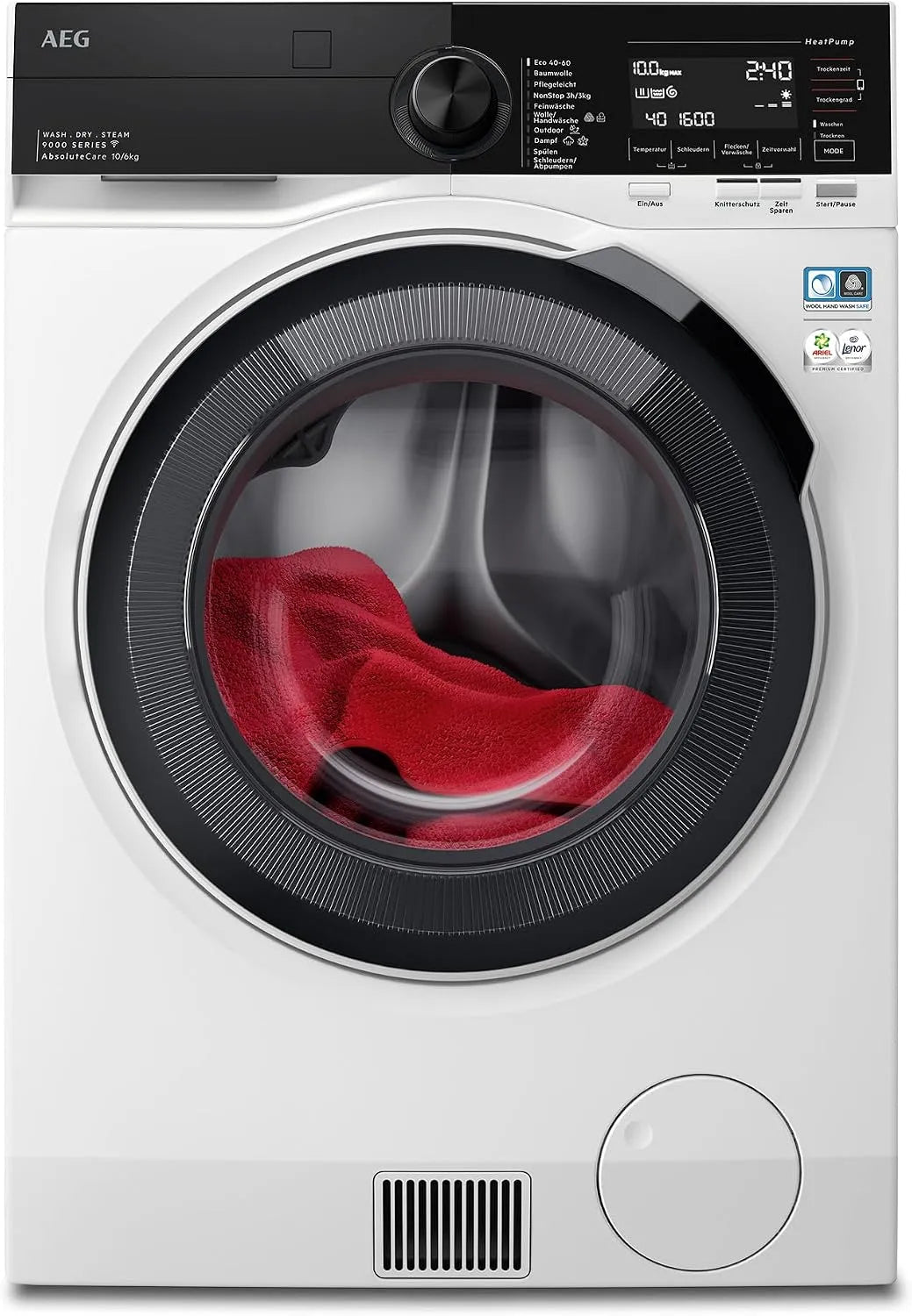 AEG Serie 9000 LWR9W81600 Waschtrockner, 10 kg, Waschmaschine, Trockner, Dampf, WLAN, 1600 U/min, 6 kg Trocknen, EEK B, Serie 9000 AbsoluteCare