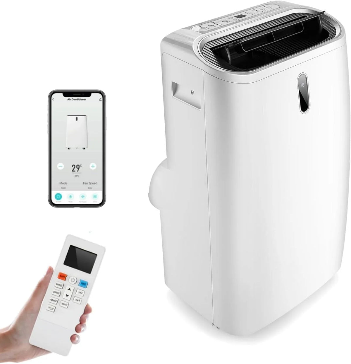 Klimaanlage 24H-Timer, 4100 W, 57 dB, App & Fernbedienung, für Räume bis zu 135 m3, GOPLUS 14000 BTU Klimaanlage mobil, 5 in 1: Kühlen & Heizen &