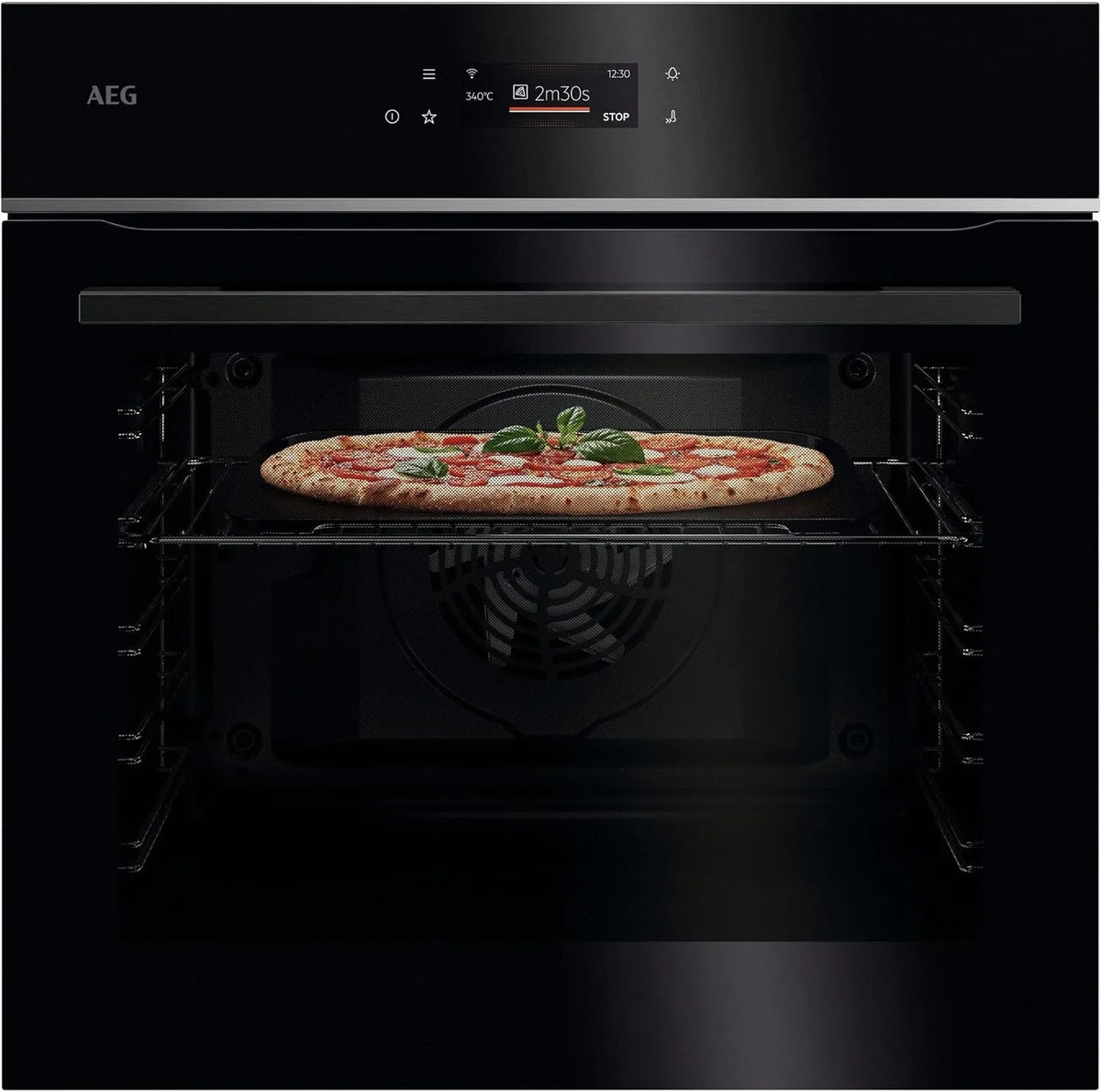 AEG Tx7PB62WSB Elektrischer Pizzaofen, Einbau, Touch-Bedienung, WLAN, Restaurant, Schwarz, gusseiserner Pizzaplatte, Pizzaschieber, Touch‐Display