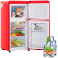 Kühlschrank, 60 L, Energieklasse E, Gefrierfach, 2 Temperaturzonen, Rot, LED-Licht, 38L Kühlfach, 7 Temperaturstufen, 60L Gesamtvolumen, Kompakt