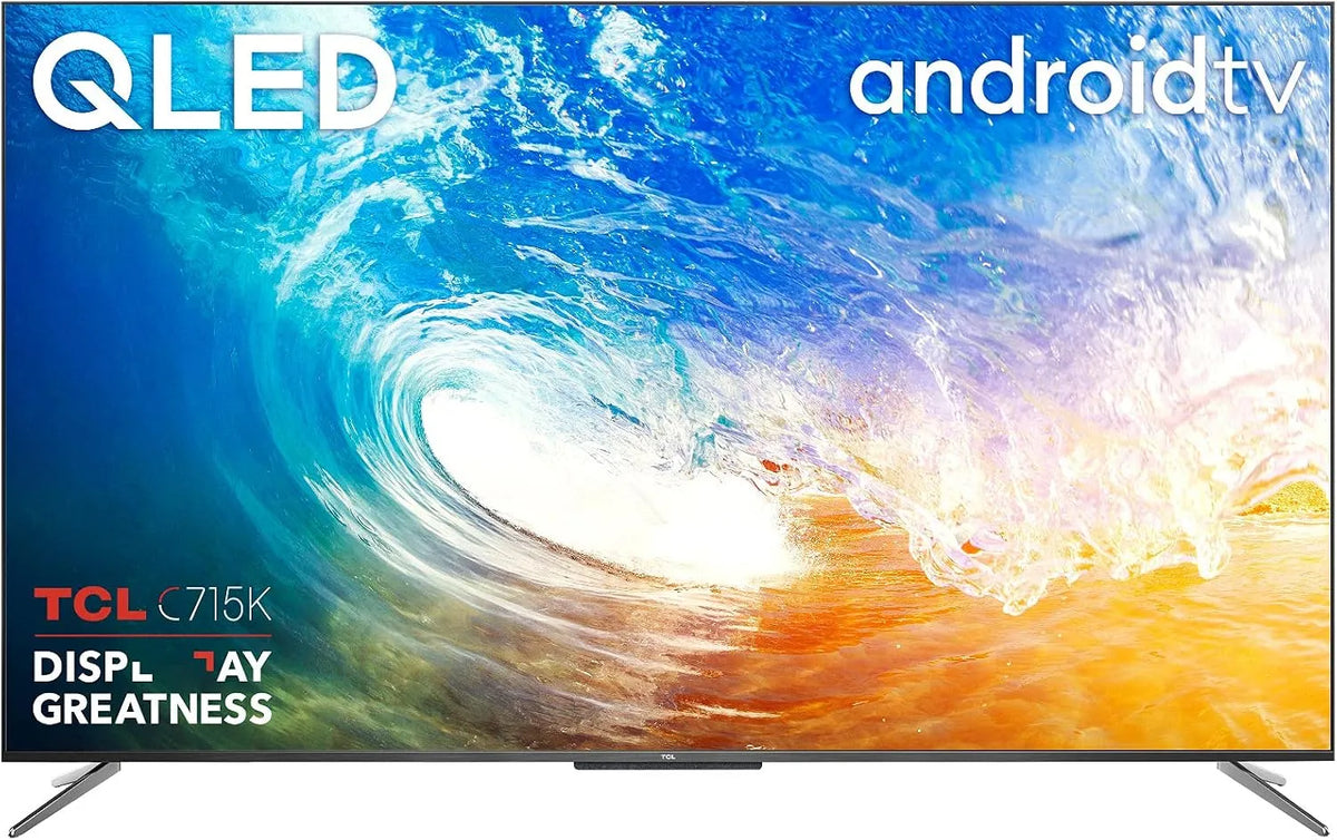 Google 50C715K Smart TV, 50 Zoll, Fernseher, 4K UHD, QLED, HDR, rahmenlos, Android OS, Google Assistant, Alexa und Siri, Smart Android TV mit Freeview