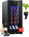 Weinkühlschrank, 45 L, 18 Flaschen, Glas, freistehend, Für Rotwein, Weißwein, Digitaler Temperaturregelung und Schloss, Champagner, Bier und
