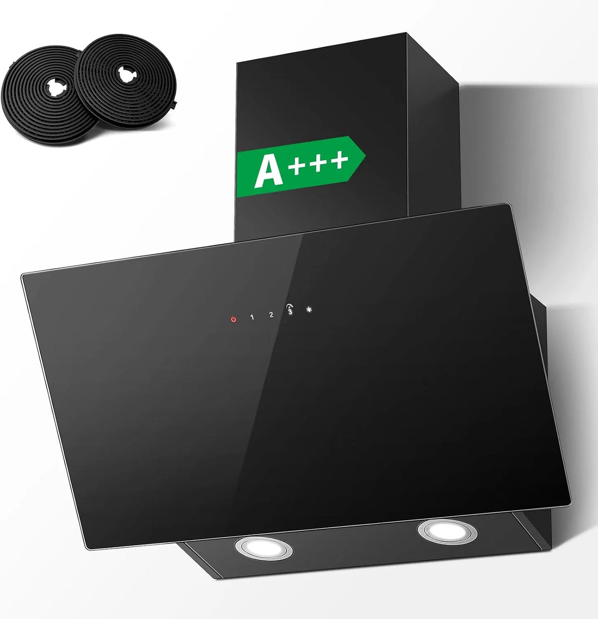 Dunstabzugshaube, 60cm, 450 m3/h, Küchenhaube, TopStrong, kopffrei und schräg, Abluft- und Umluftbetrieb, LED-Beleuchtung, Boost, Touch-Bedienung