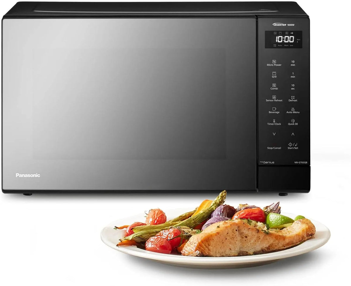 Panasonic NN-GT65QBEPG Mikrowelle, 31 L, 1000 W, Grill, LED-Beleuchtung, Auftaufunktion, Mikrowellenofen, Schwarz, 23 Automatische Programme