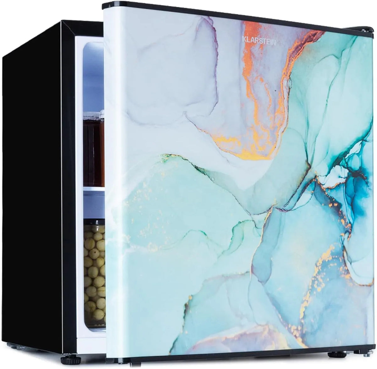 Klarstein Kühl-Gefrierkombination, 45 L, 0 bis 10 °C, Thermostat, Kühlschrank mit Gefrierfach, Klarstein CoolArt Kühl-Gefrier-Kombination