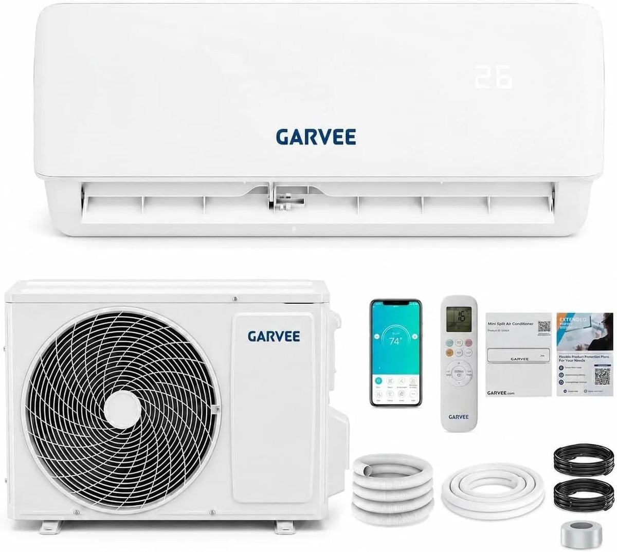 Klimaanlage R32, Energieklasse A, WLAN, App, Inverter, leise, 5 kW, Split-Klimaanlage 12000 BTU, Kältemittel R32, Wandmontage mit Quick Connect