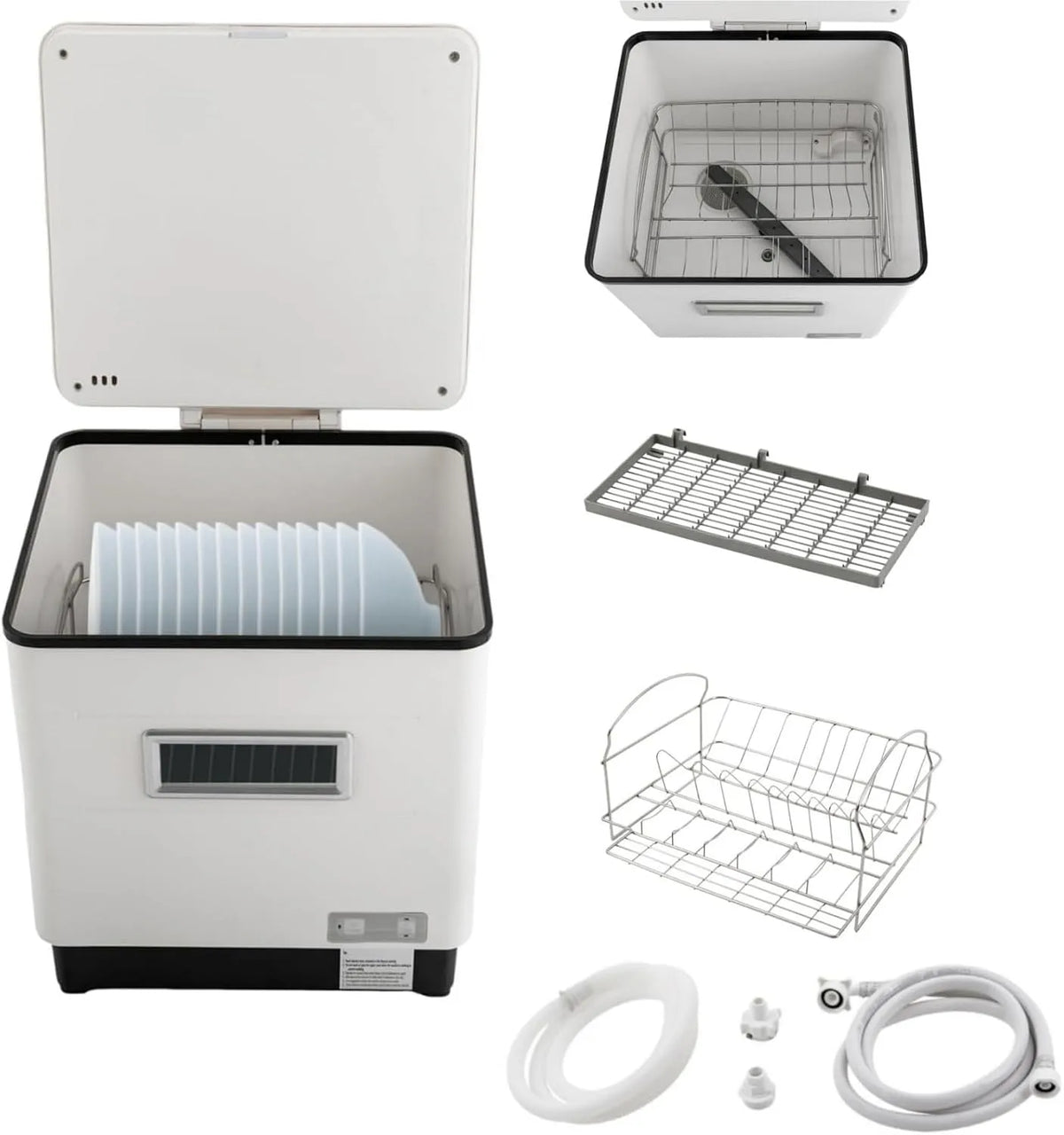 Geschirrspüler, 60 L, freistehend, für Hausgebrauch EU-STOCK, 70° Hochtemperaturreinigung Schnelltrocknung Ausgestattet mit Zu- & Abflussrohren