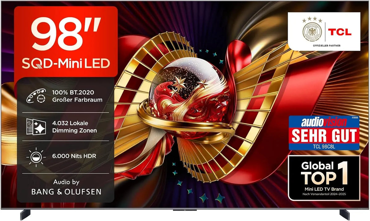 Google 98C8L Smart TV, 98 Zoll, Fernseher, 4K UHD, HDR, HDR10+, TCL 98C8L SQD-Mini LED 98 Zoll Fernseher