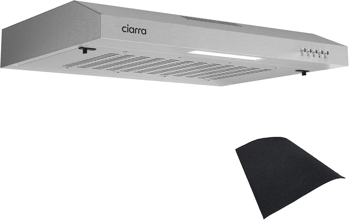 CIARRA CBCS6903 Dunstabzugshaube, 60cm, Küchenhaube, Abluft- und Umluftbetrieb, Silber, Kompatible CBCS6903 Kohlefilter