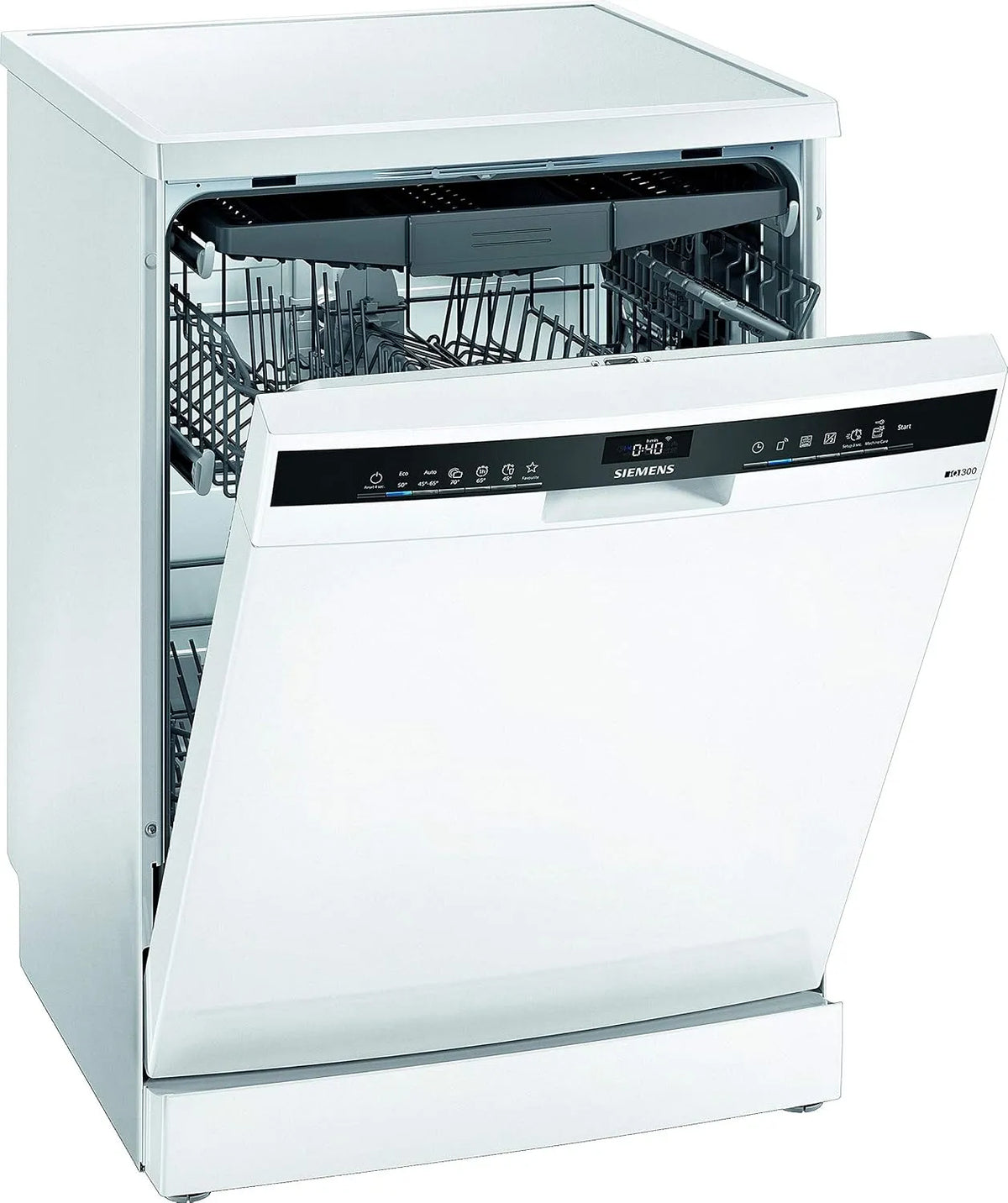 Siemens iQ300 SN23HW36VE Geschirrspüler, varioSpeed Plus, Home Connect, freistehend, 94 kWh, 13 MGD, Oberkorb mit rackMatic