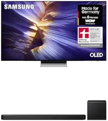 Samsung Serie 5 S90F Smart TV, 55 Zoll, Fernseher, 4K UHD, OLED, HDR, Dolby Audio, 2-Kanal-Soundbar mit kabellosem 6, DTS:x und SpaceFit Sound, 138