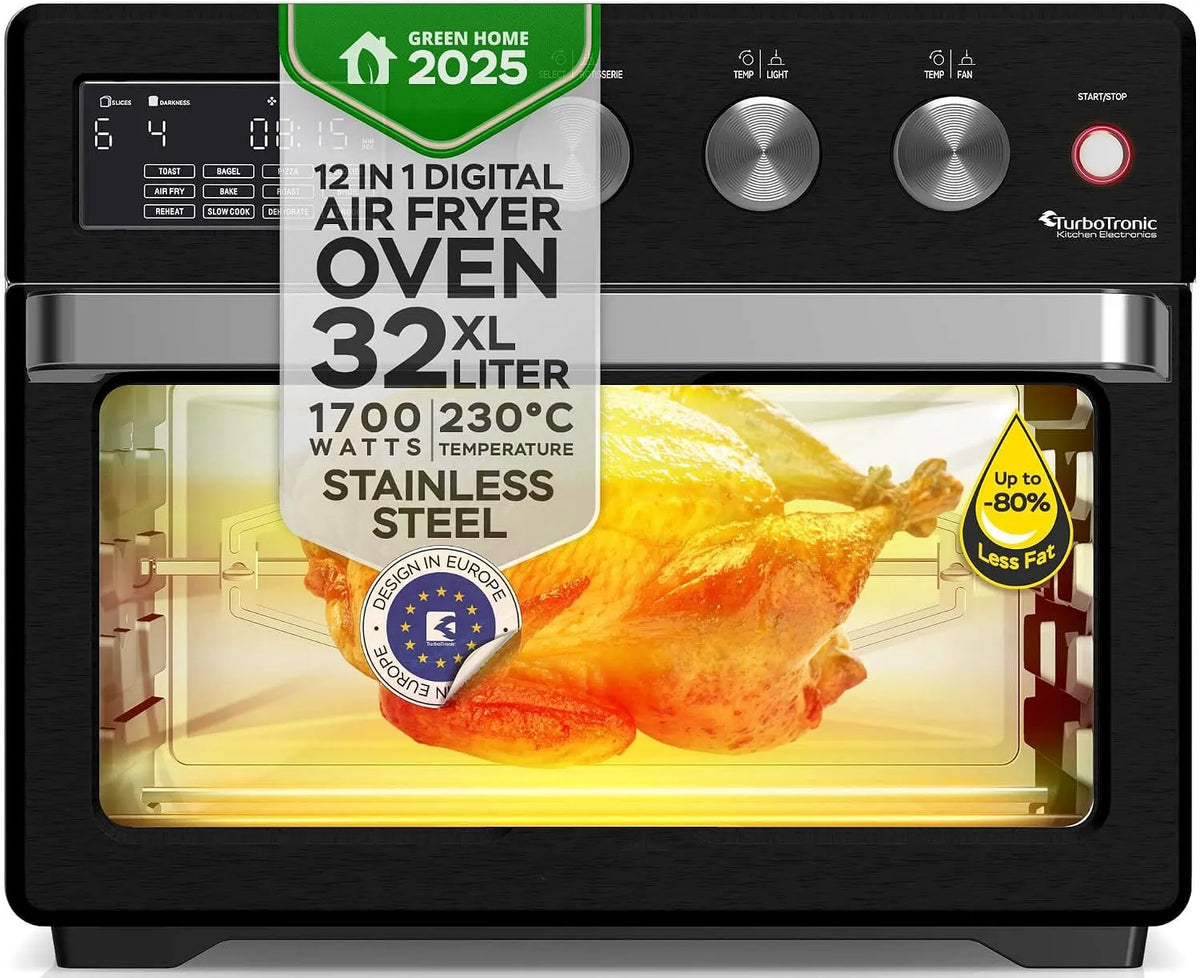 Backofen in1, 32 L, kompakt, Dörrer & Power Heißluftfritteuse Airfryer ab 25°C