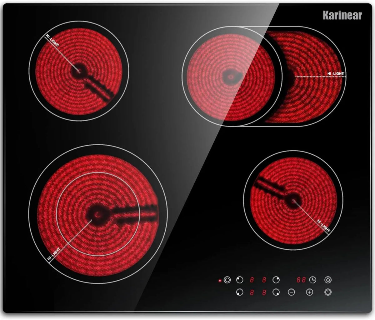 Kochfeld, 60 cm, 4 Kochzonen, 6600 W, Karinear, Touch-Bedienung, 6600W Touch, Ovalzone & Doppelringzone