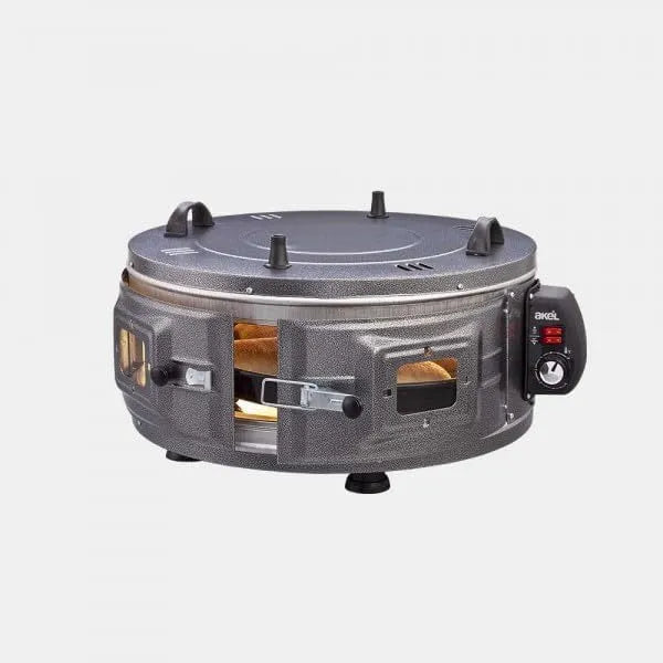 Elektrischer Pizzaofen AF022, tragbar, Silber, AKEL Elektrischer runder Ofen AF022 Mini-Backofen