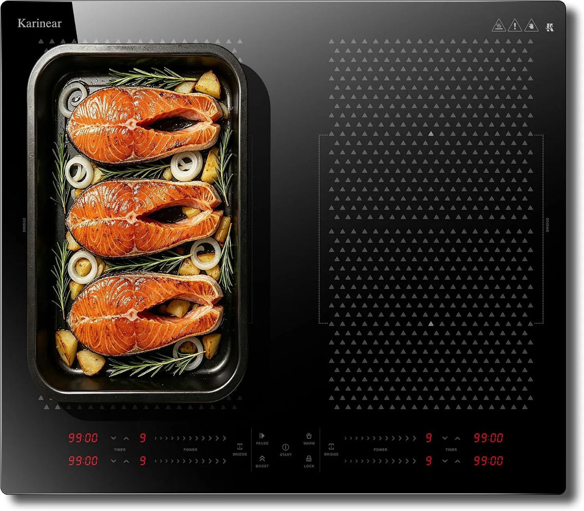 Induktionskochfeld, 60 cm, 4 Kochzonen, 7200 W, Induktionsplatte, Karinear, Boost, autark