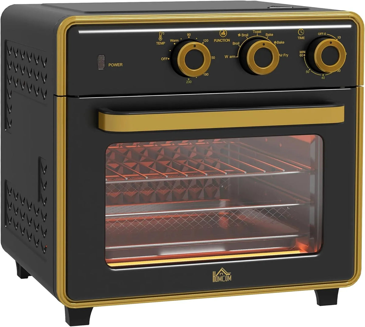 Backofen, 20 L, 1400 W, HOMCOM, 1400W, Metall, Backblech, HOMCOM Minibackofen mit Umluft 20L Mini Ofen