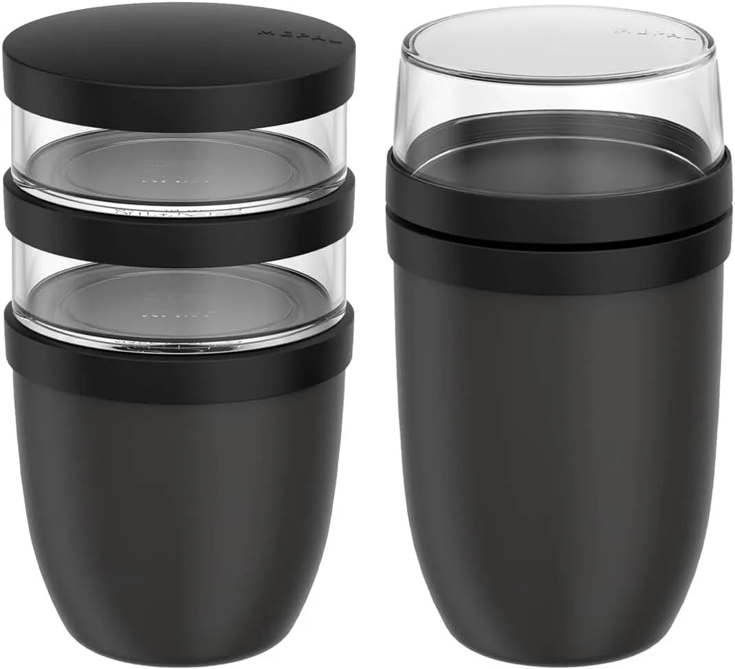 Modell 2-tlg, Mepal Müslibecher-Set xL Ellipse 2-tlg. - Müslibecher To Go - Nordic Black