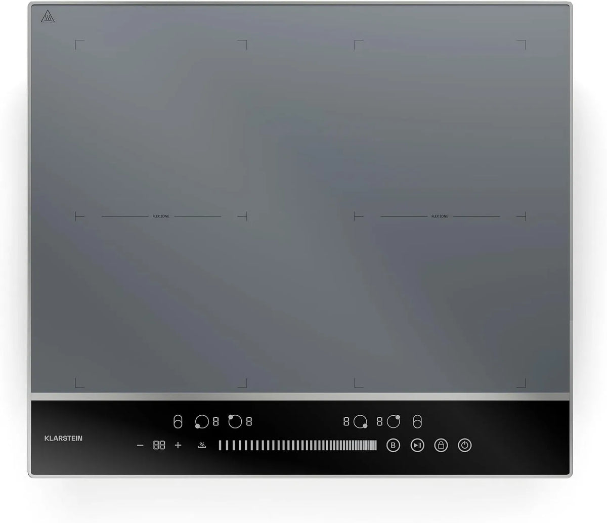 Klarstein 4-Zonen Induktionskochfeld, 7200 W, Induktionsplatte, Boost, Timer, Silber, Weiße LED, Aluminiumrahmen, Schieberegler