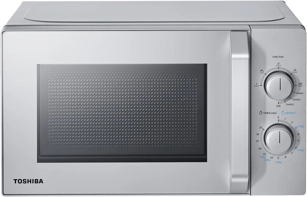 Toshiba MW2-MG20PE Mikrowelle, 700/1000 W, Grill, Mikrowellenofen, Silber, 5 Leistungsstufen