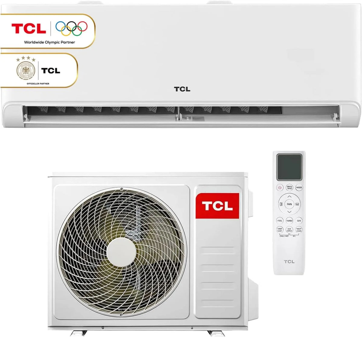 TCL Klimaanlage, WLAN, WIFI für Räume bis 60m2 4 in 1: Heizen, Version 2025, TCL Split Klimaanlage 18000 BTU BreezeIN mit Sprachsteuerung, Kühlen