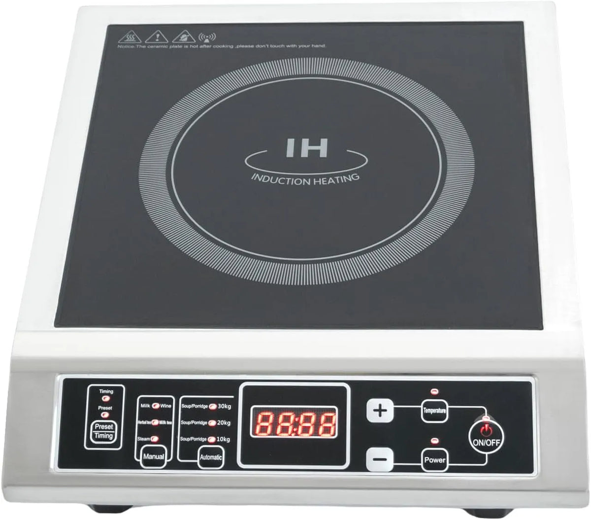 Induktionskochfeld 0-3H, 3500 W, Induktionsplatte, Timer, 3500W Profi Induktionsplatte 10 Stufen Induktionskocher Induktionskochfeld