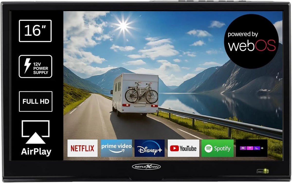 Smart TV, 16 Zoll, 12 V, Fernseher, REFLExION LEDW16IBT 12V/24V, WLAN, Bluetooth, Full HD