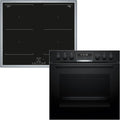 Bosch HND675LS62 HEG578BB4 Induktionskochfeld, 60 x 60 cm, Induktionsplatte, Einbau, 3D-Optik, Edelstahl, & NIF645CB5E Induktionskochfeld, Bestehend