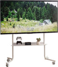 TV-Möbel, 77 Zoll, Transportrollen, Höhenverstellbarer Mobiler TV Standfuss mit Ablage, TV Ständer Rollbar, TV Bodenständer