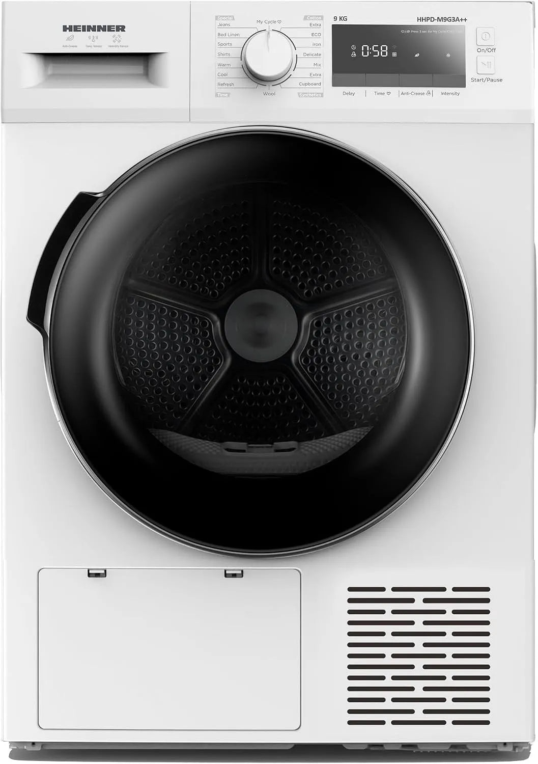 Wäschetrockner HHPD-M9G3A, 14 Programme, 9 kg, Energieklasse D, Kindersicherung, Weiß, LED-Display, 5 Jahre Garantie, Trommelbeleuchtung