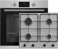 Herdset mit Kochfeld und Backofen, 60 cm, 69 L, Einbau, Edelstahl, 4 Brenner, 69 Liter