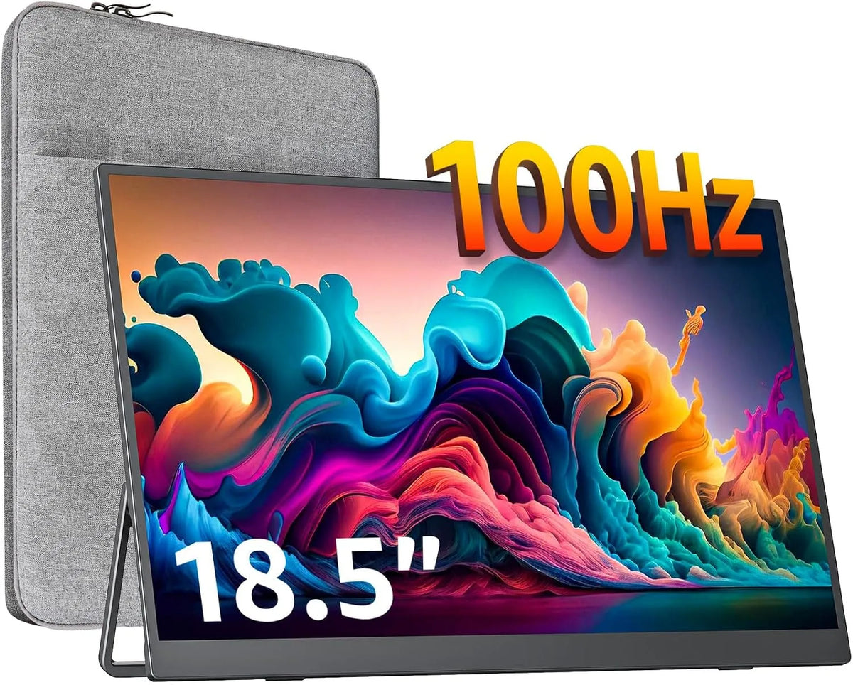 Monitor 1080P PS4, 18.5 Zoll, tragbar, Full HD, HDMI, USB, PC-Bildschirm, VESA montierbar mit Integrierter Ständer