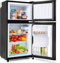 Kühl-Gefrierkombination, 60 L, Kühlschrank mit Gefrierfach, Schwarz, 102 kWh, Jahr, LED-Licht, 38 Liter Kühlvolumen, 22 Liter Gefriervolumen