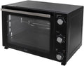Backofen, 60 L, 2000 W, Timer, Grill, Glas, Schwarz, 5 Heizmodi, 2000W, Drehspieß