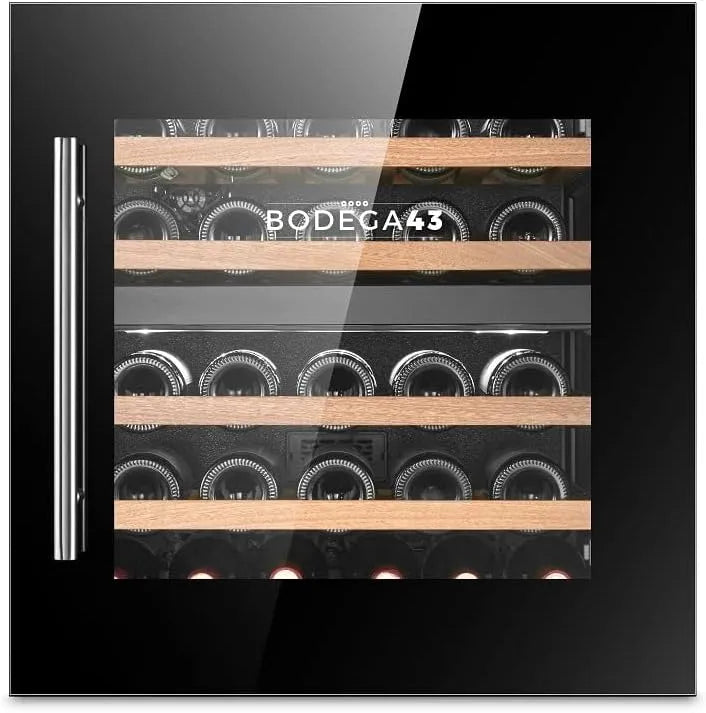 Weinkühlschrank BODEGA43-25, 60 cm, 25 Flaschen, 38 dB, Einbau, 4 ausziehbare Schubladen aus Birkenholz, 60 cm breit, 2 Zonen